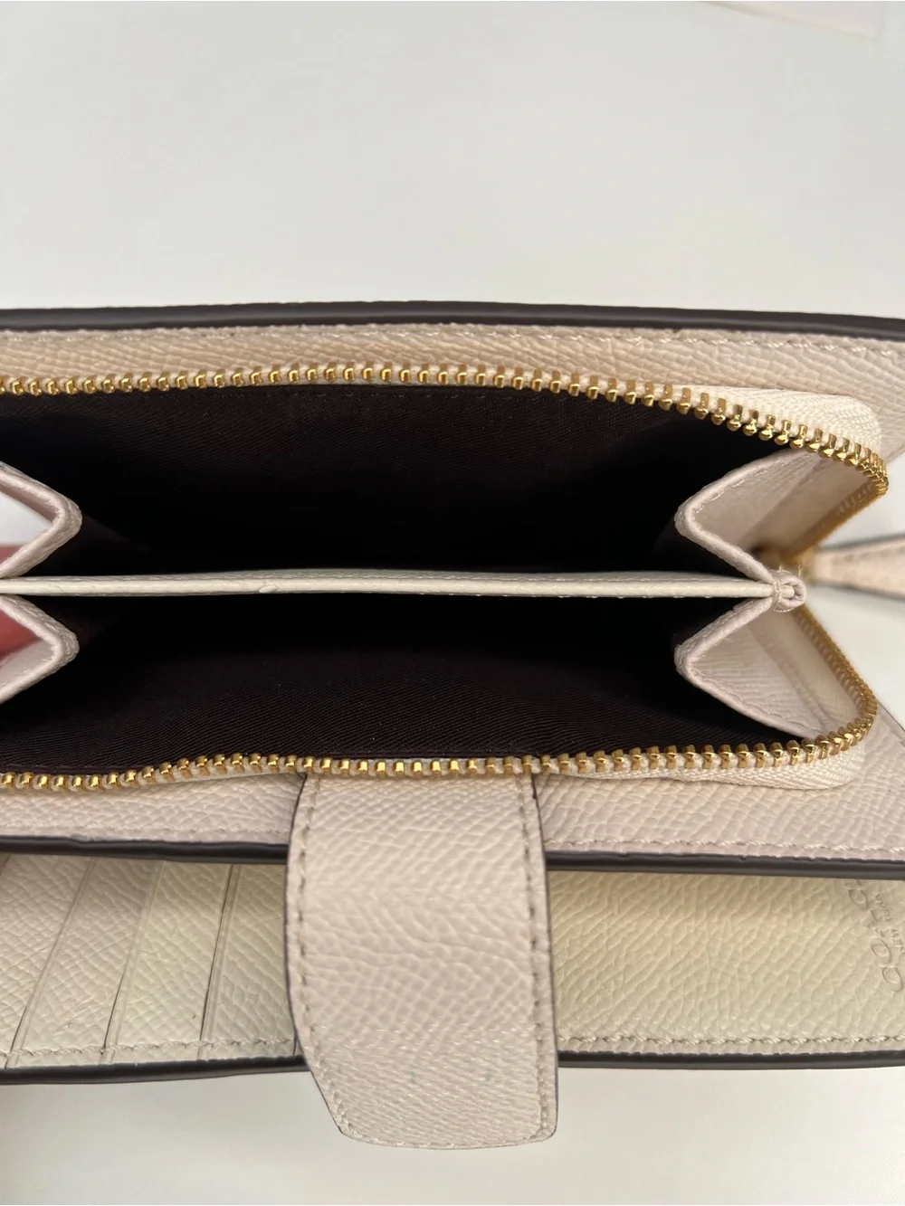 Coach (F11484) Medium Corner Zip Leather Wallet in Chalk